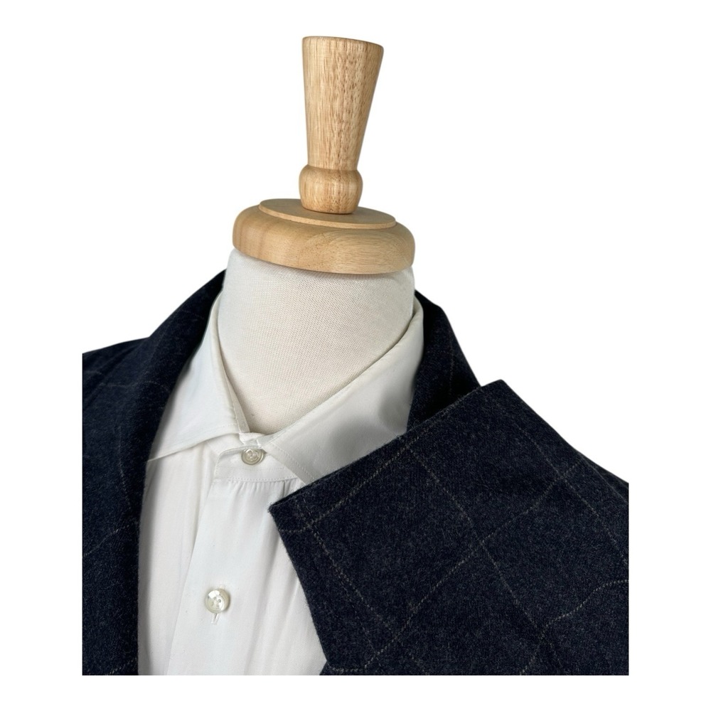 RRL Ralph Lauren Unlined Blue Gray Check Flannel Wool Suit Size XL 36x34 NWT - Picture 4 of 10